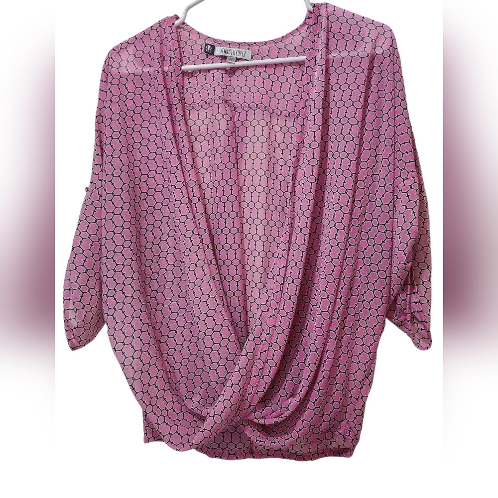 JLO  XL women's pink wrap bodice top